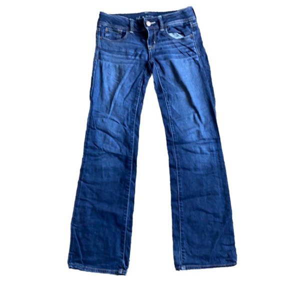 American Eagle Outfitters Denim - American Eagle Jeans Womens 4 Blue Slim Bootcut Low Rise Frayed Hem Denim 29X30